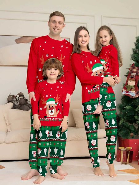 ZP 2024 Casal de roupas que combinam Pama Mother and Childrens Family Clothing Conjunto de Natal Pamas Y240826CGVA S