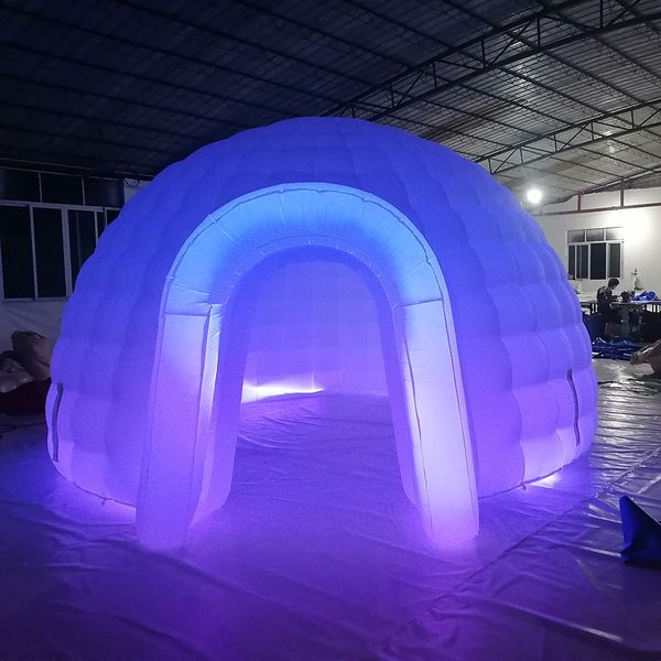 wholesale Durable 5-6-8-9 Meters Inflatable Igloo Dome Tent LED light for Outdoor Wedding Party Camping Event Use With blower free ship to y