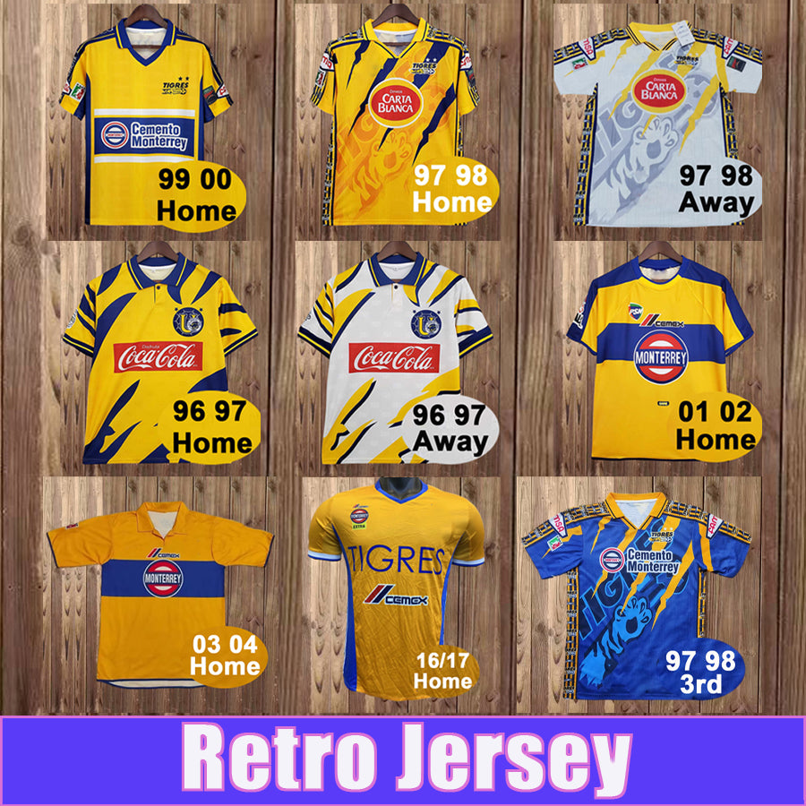 1996 2016 Tigres de la UANL Retro Soccer Jersey GIGNAC RODRIGUEZ JIMENEZ ZELARAYAN AYALA Home Away 3rd Vintage Football Shirts