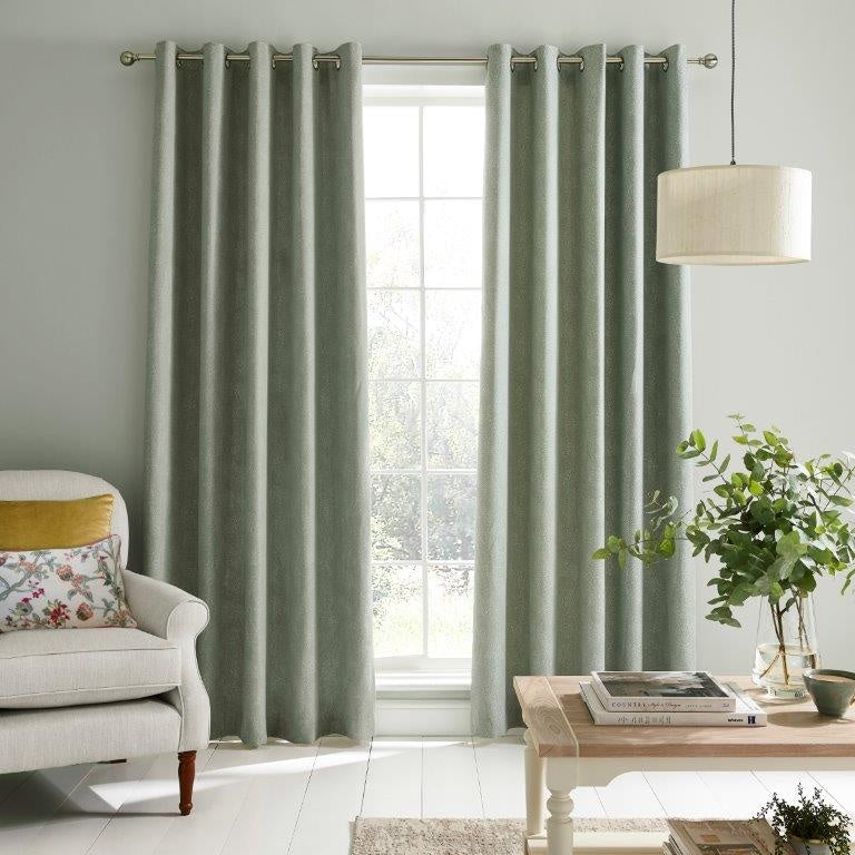Laura Ashley Alnwick Eyelet Curtains - Sage - 64x90 163x229