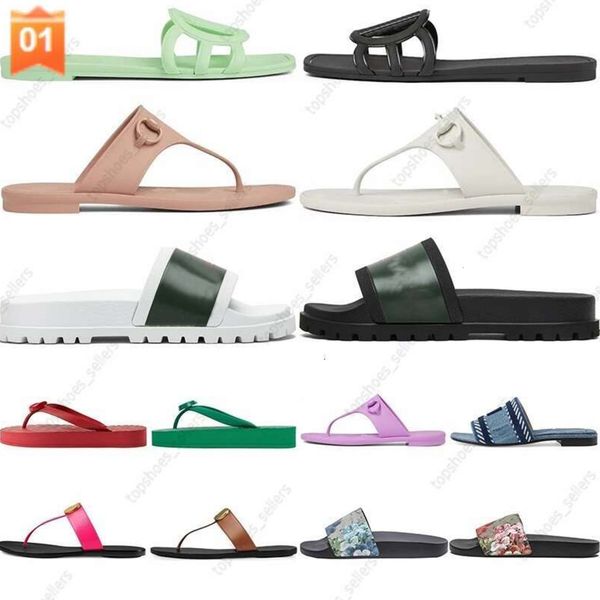 Designer ggSandals Leather Rubber Flat Heels Womens Slippers Luxury Ladies Summer Shoes Slides sliders Claquette Mens Sandles flip flops San