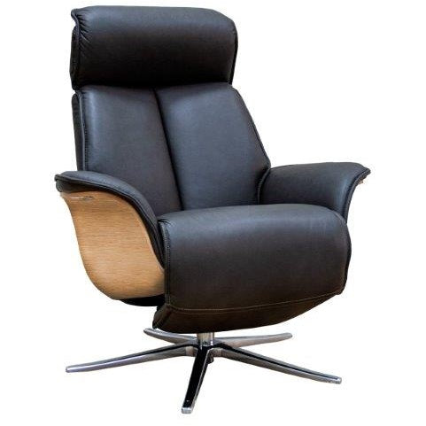 G Plan Ergoform Oslo Power Recliner Chair With Show Wood Panel - Fabric Grade C - Dark Wood - Black