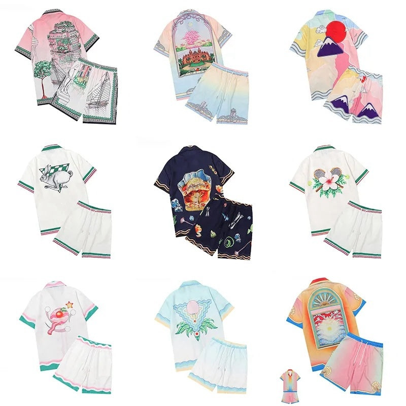 2025 Designer Shirt Mens Button Up Shirts print bowling shirt Hawaii Floral Casual Silk Shirts Men Slim Fit Short Sleeve Dress Hawaiian t-shirt