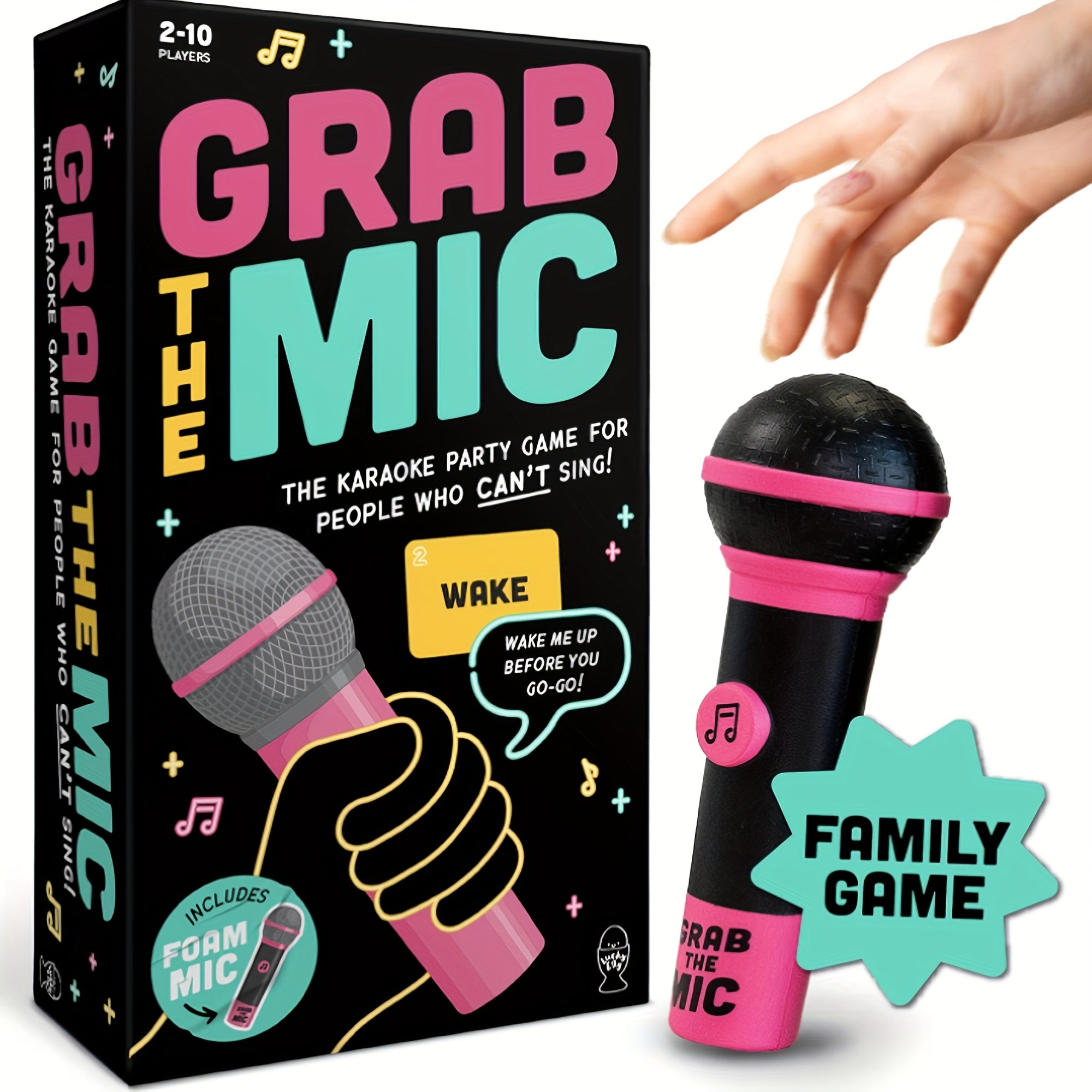 TEMU Grab Party Game With 250 Lyrics Cards & Pink-black Microphone - 2 Player Family , Party Supplies With Music Notes & Song Titles, Easy-to-use