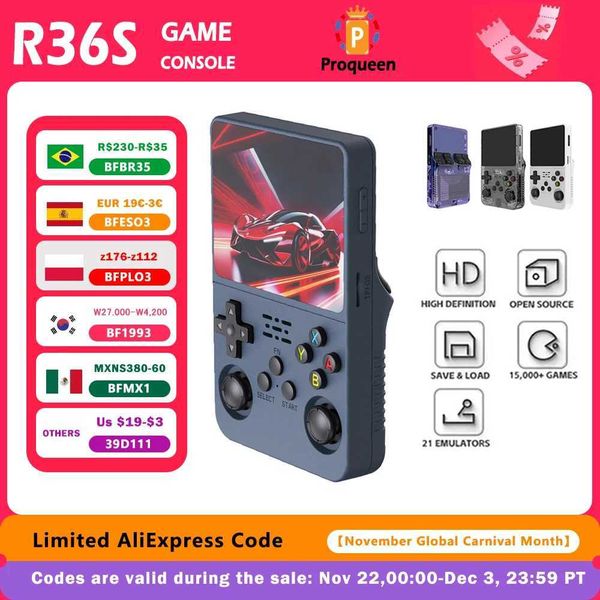 Portable Game Players 128G R36S open-source retro handheld video game console Linux system 3.5-inch IPS screen portable pocket player H25011