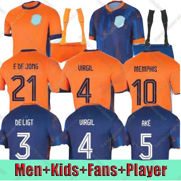 25 Nederland Euro Cup Memphis 23 24 Nederland Club Jersey YOUNG VIRGIL DUMFRIES BERGVIJN JERSEY 2024 KLAASSEN BLIND DE LIGT HEREN KIDS KIT V