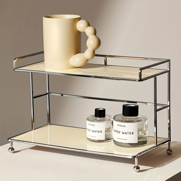 Elegant Black Acrylic Vanity Organizer Nordic Style Countertop Display Shelf For Cosmetics Perfumes More Bathroom Storage Rack Water Bottle