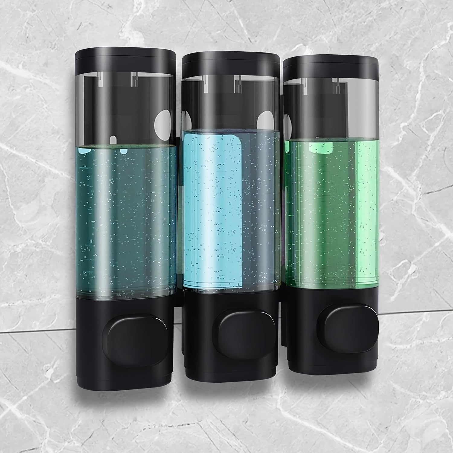 TEMU Shampoo And Conditioner Dispenser, Shower Soap Dispenser 3 Chamber Wall Mounted No Drill Shampoo Dispenser For Shower Wall Mounted Shower