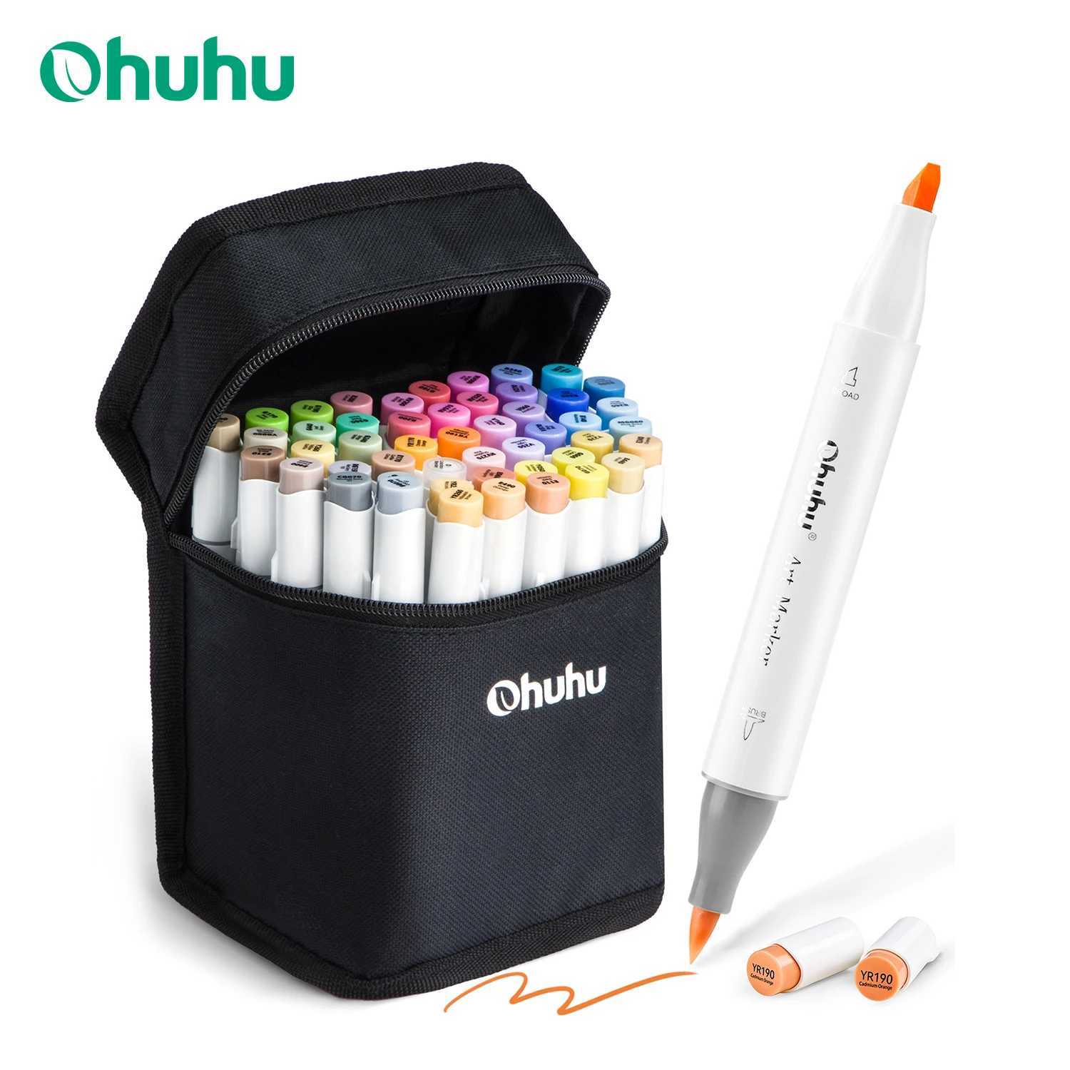 Ohuhu Honolulu 48 Mid-tone Colors Marker Pen Set Alcohol Markers Refillable Dual Tips Sketching Drawing School Art Supplies H241215
