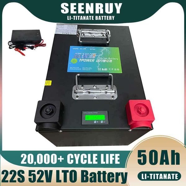 SEENRUY 22S 52V 50Ah LTO with LCD Display for 48V Solar Station Scooter Golf Cart Battery With Charger