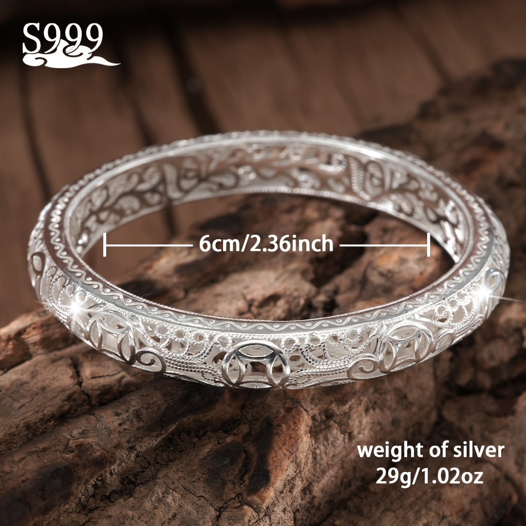 TEMU S999 Pure Silver Women's Bracelet, Solid Silver Closed End Bracelet, Women's Multi Functional Jewelry, High End Shining Fashion, Girlfriend