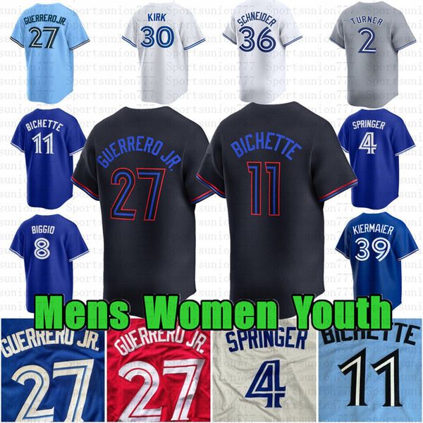 Custom 2024 City Connect 27 Vladimir Guerrero Jr. Baseball Jersey Bo Bichette Alejandro Kirk George Springer Toronto Kevin Gausman Kiermaier