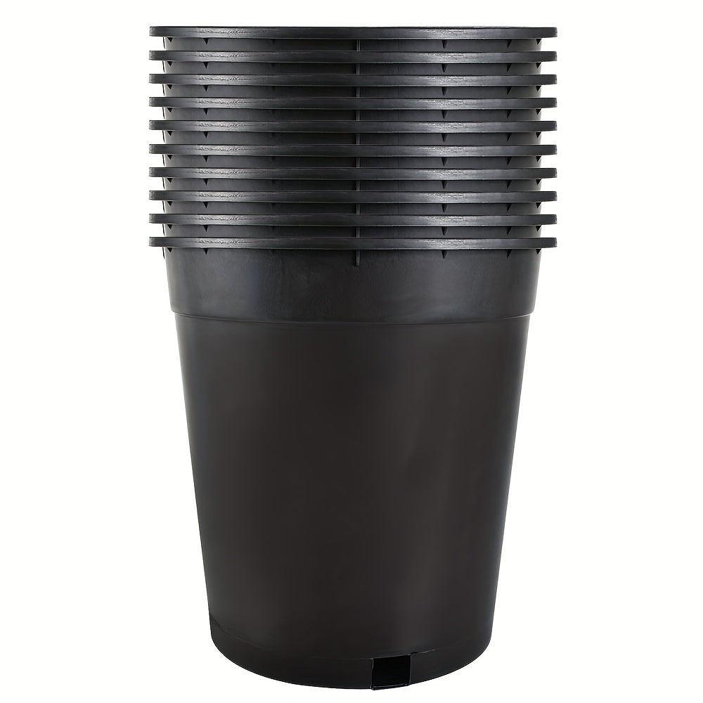 TEMU 10-pack Heavy-duty 5 Gallon Nursery Plant Pots - Large Indoor-outdoor Garden Planters With Sturdy Base, Lightweight & Easy- Containers For