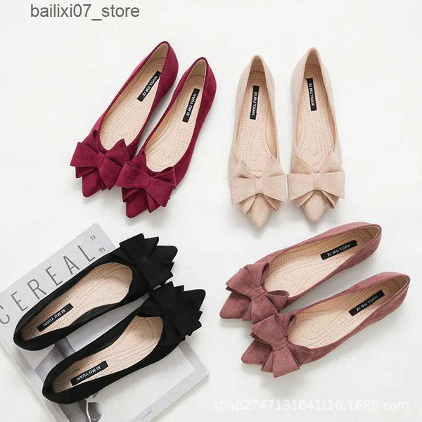 Sandals Large size spring bow flat shoes womens bow ballet troupe office shoes toe light and smooth foldable ballet dancer L240910 L240910