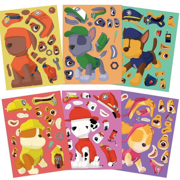 8 sets of Wangwang team changing stickerschildren&#039;s DIY toyspuzzle piecesmake a face stickers