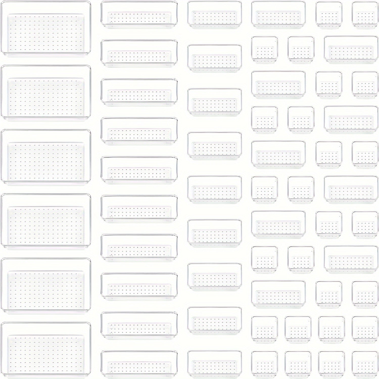 TEMU 60pcs Clear Plastic Drawer Organizer Bins With 4 Different Sizes - Ideal For Office Organization Of Office Utensils, Office, Good Gifts For ,