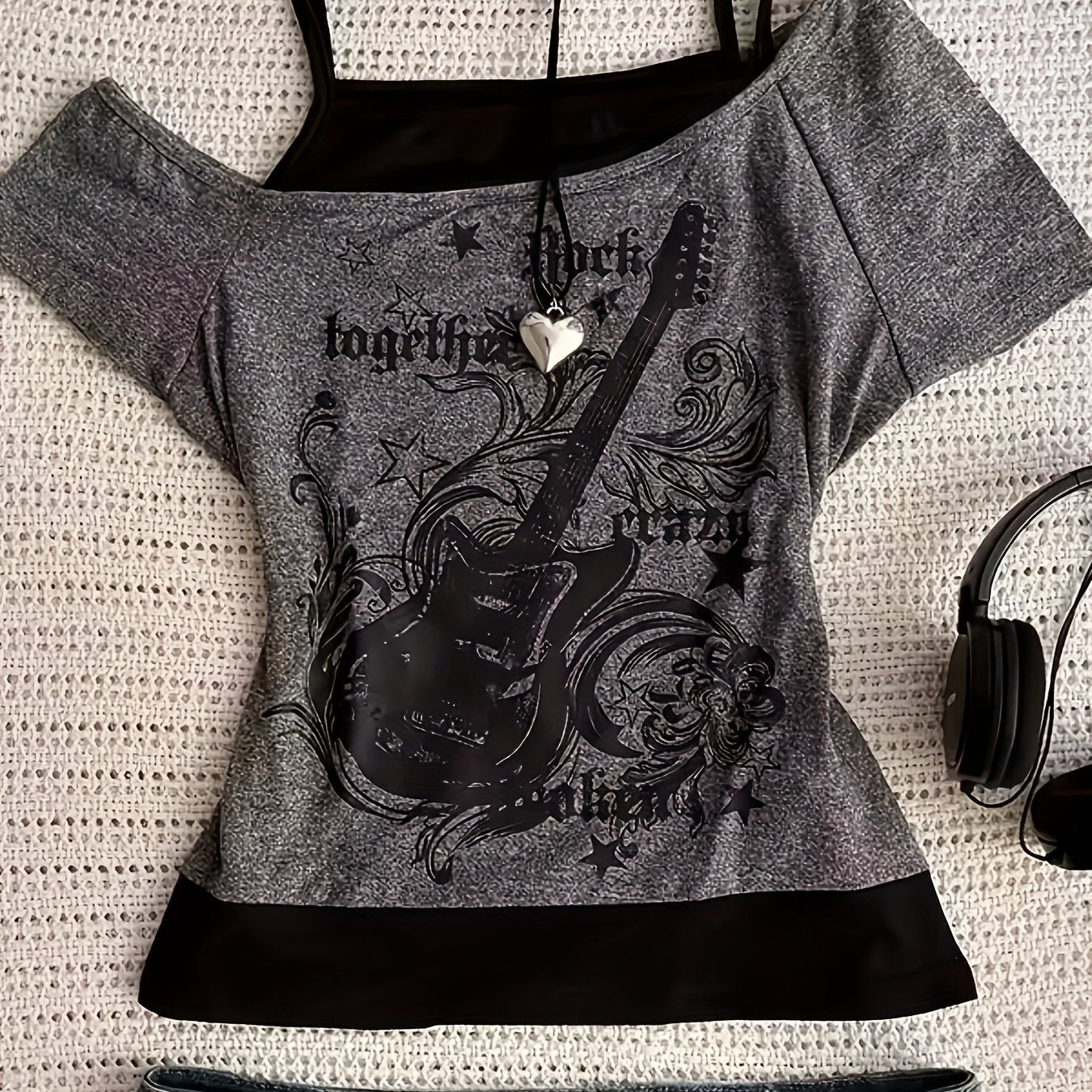 TEMU Summer Directional Fake Two-piece Printed T-shirt ()