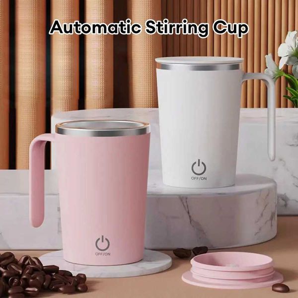 400ml Portable Automatic Mixing Cup Rechargeable Stainless Steel Automatic Self-stirring Mug With Lid Travel Coffee Milk Mug Y240813