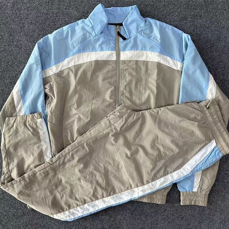 Mens Star tracksuits sports T rainbow two pieces set windbreaker embroidered stand collar jackets American street loose sportswear basketball runnin