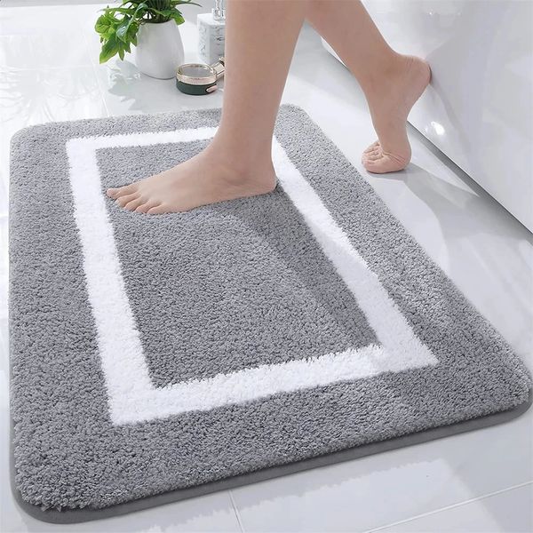 Homaxy Bathroom Mat Soft Water Absorbent Bath Rug Microfiber Non Slip Bath Mats Plush Shaggy Carpet Bathroom Floor Carpet 241223