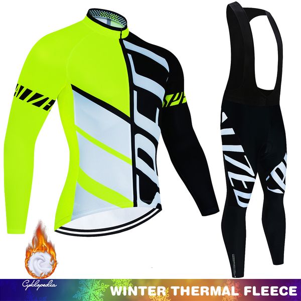 Cycling Jersey Sets Winter Thermal Fleece Set Cycling Clothes Mens Jersey Suit Sport Riding Bike MTB Clothing Bib Pants Warm Sets Ropa Cicli