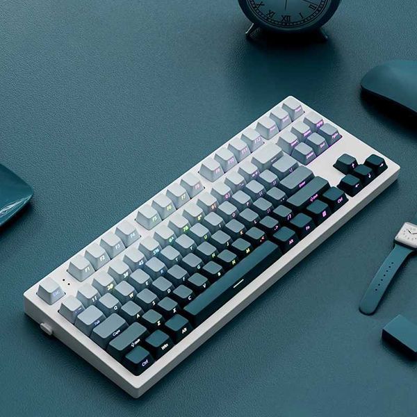 Keyboards 135 Keys Gradient Green Shine Through Keyca Side Printed PBT Double Shot Keyca OEM Profile for MX Switches Gaming Keyboards z25012