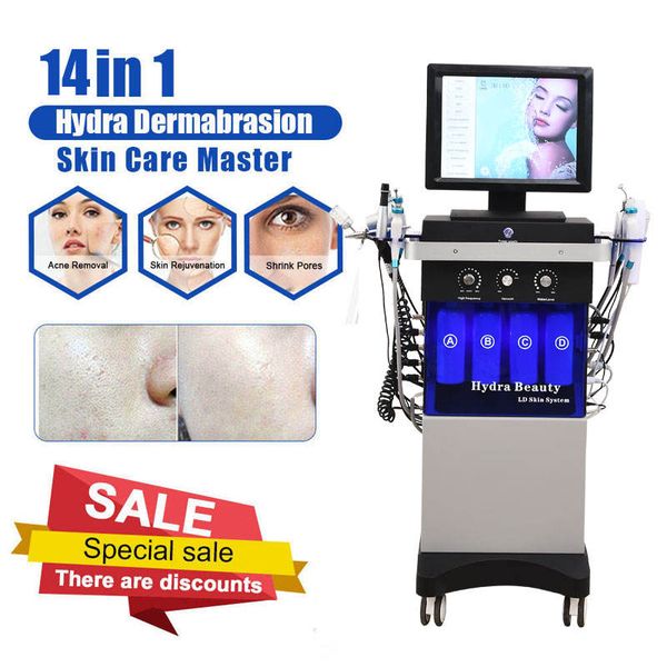 2023 Hot 14 in 1 Microdermabrasion Hydra Auqa Water Deep Cleaning RF Face Lift Skin care face Spa machine Tightening Beauty salon equipment