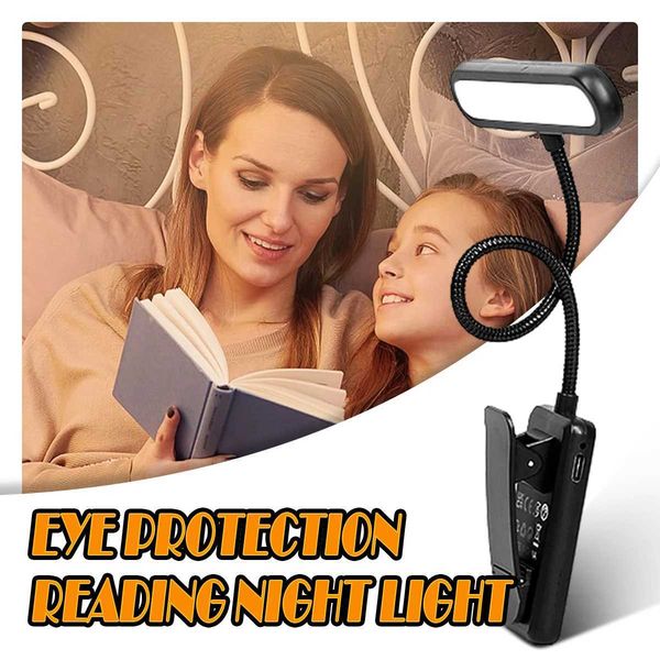 Flexible 12LED clip on reading light tri color bulb night light protection USB wireless for books lights rechargeable lamps X241122