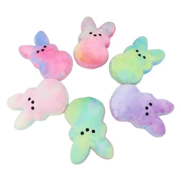 Easter Gradient Colors Bunny Peeps 15Cm Mini Doll Bunnies Pink Blue Yellow Purple Rabbit Dolls For Childrend Cute Soft Plush Toys S S s