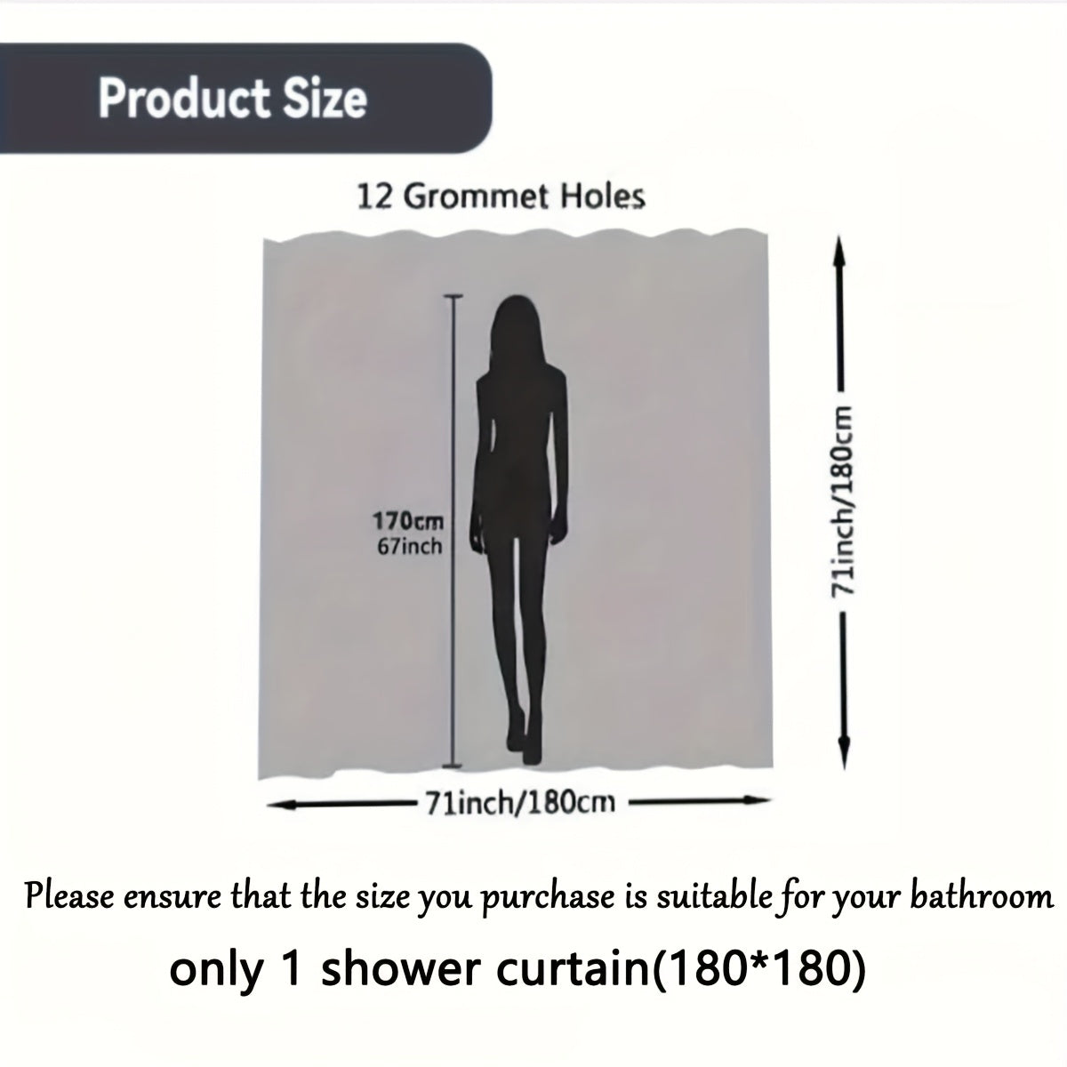 TEMU [] 1 Piece Bubble Shower Curtain With 12 Hooks, Bathroom Decoration, Housewarming Gift, Birthday Gift