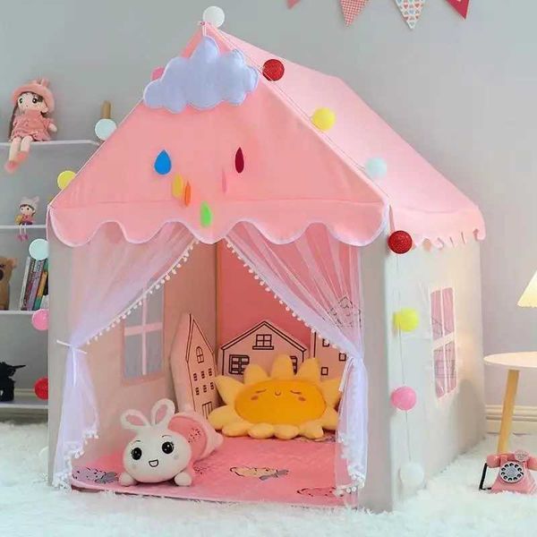 1.35 Meter Large Children Toy Tent Wigwam Folding Kids Tents Type Baby Play House Girls Pink Princess Castle Child Room Decor X250210