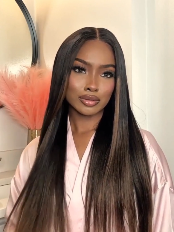 [Best Ombre]UNice Black To Chestnut Brown Ombre 7x5 Bye-Bye Knots Yaki Straight Wig With Invisi Drawstring& Loose Wave