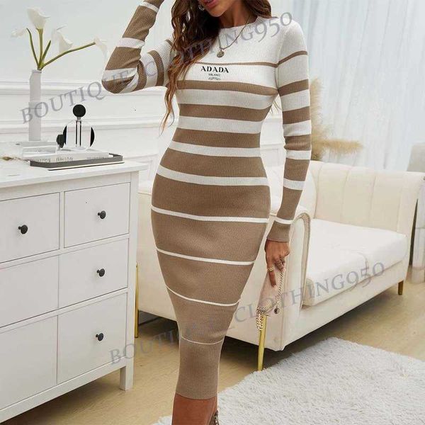 women dresses summer designer dress Diyun Autumn-Winter Women's Clothing Color Contrasting Long Sleeve Dress
