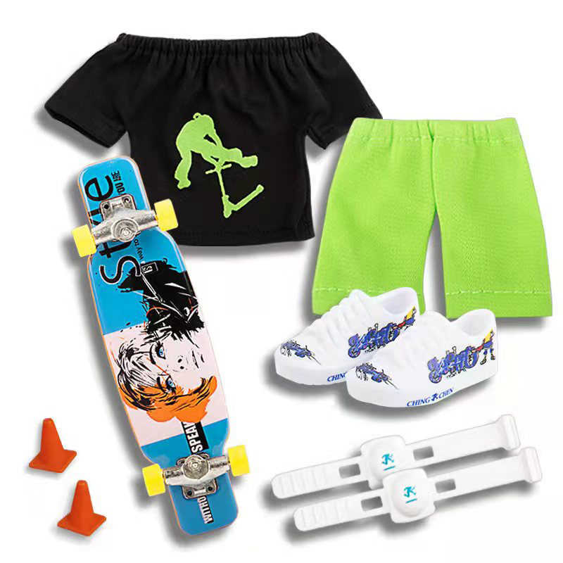 Fancy Soft Rubber Finger Scooter Kit Skateboard Shoes Knee Pad Top Bicycle Interactive Toys,