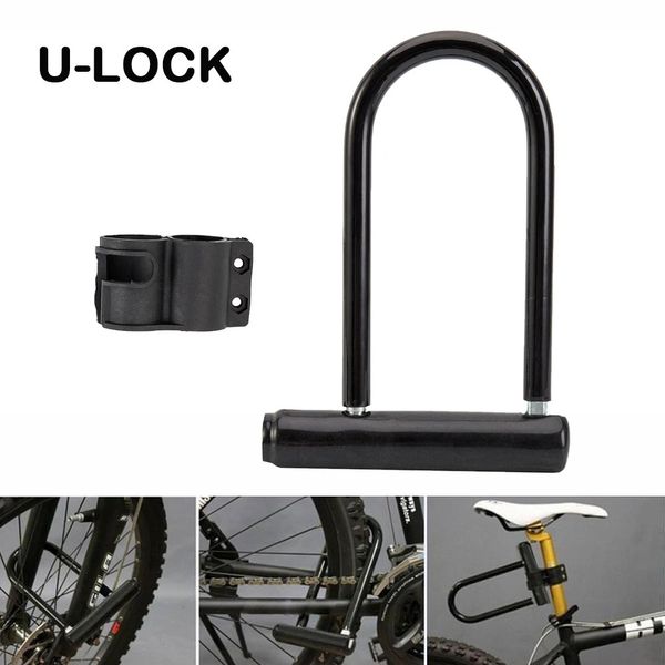 Bicycle U-lock anti-theft heavy-duty bicycle lock MTB road bicycle wheel lock with key motorcycle scooter bicycle accessories 241212