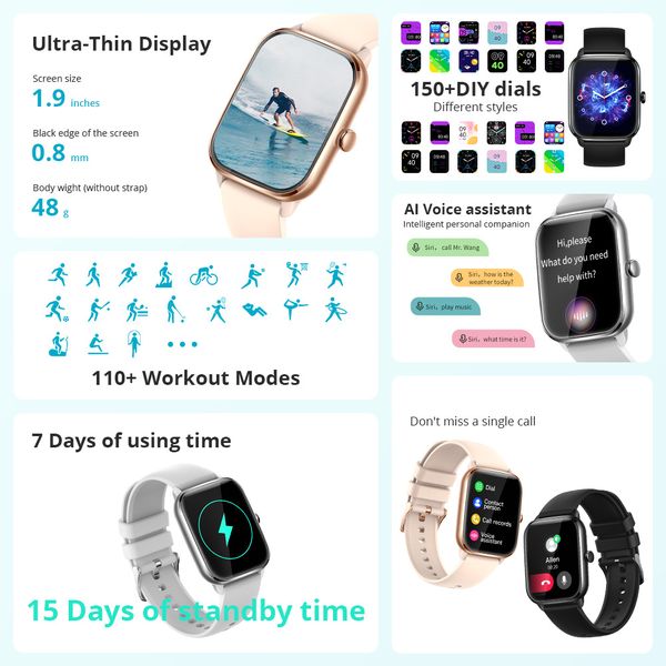 Electronic Smart watch Health Exercise Heart Rate Meter Steps IP67 Music Full screen smart watch C61