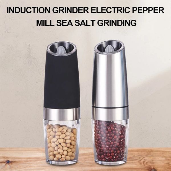 Electric Automatic Salt and Pepper Gravity Spice Mill Adjustable Spices Grinder with LED Light Kitchen Tools 240717