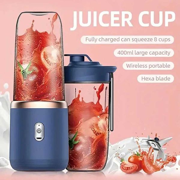 1 new portable blender with 2 cups USB charging mini blender fresh juice cup personalized smoothie blender B240809