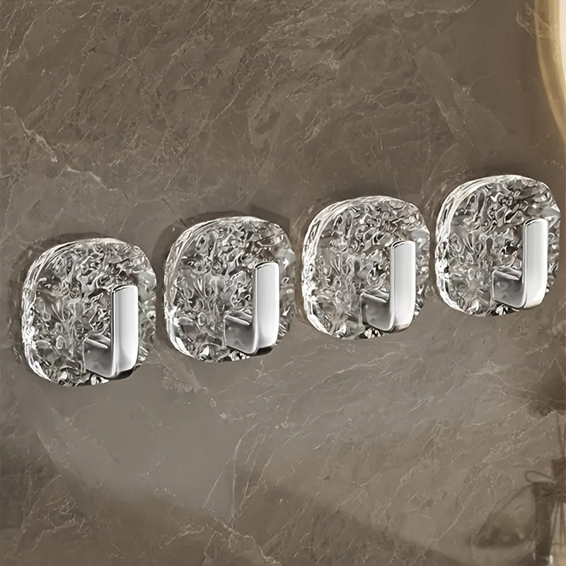 TEMU 8pcs Hooks - Wall-mounted, Space-saving Storage For Bathroom Towels & Kitchen Utensils, Durable Plastic, Bohemian Style, , Towel Rack For