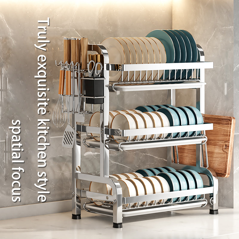 Kitchen storage rack Durable Kitchen Organizer: Multipurpose Stainless Steel Dishware Racks for Plates & Bowls