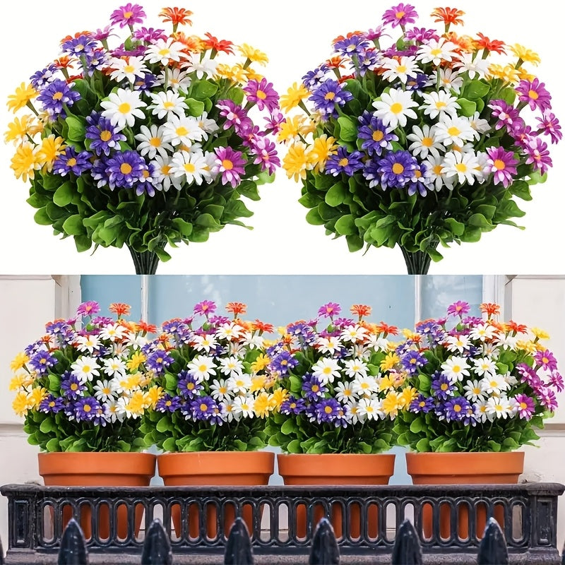 TEMU 5pcs Uv Resistant Artificial Daisy Flowers - Plastic Wildflowers Bouquet For Home Decor, Tabletop Floral Arrangement, Reunion, 's Day, , Labor