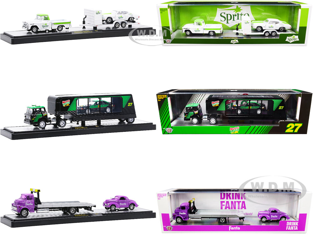 Auto Haulers "3 Sodas" Set of 3 pieces Release 13 1-64 Diecast Models by M2 Machines