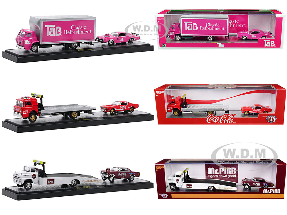 Auto Haulers "3 Sodas" Set of 3 pieces Release 15 Limited Edition to 8400 pieces Worldwide 1-64 Diecast Models by M2 Machines