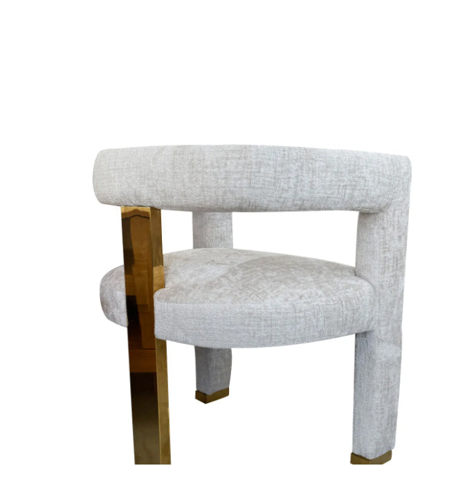 Chic Milana Armchair for Dining Room - Smooth Curve Design with Luxurious Gold Trims