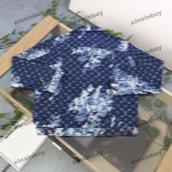 xinxinbuy Men designer Coat Jacket flowers plants letter Denim long sleeve women red green blue M-2XL