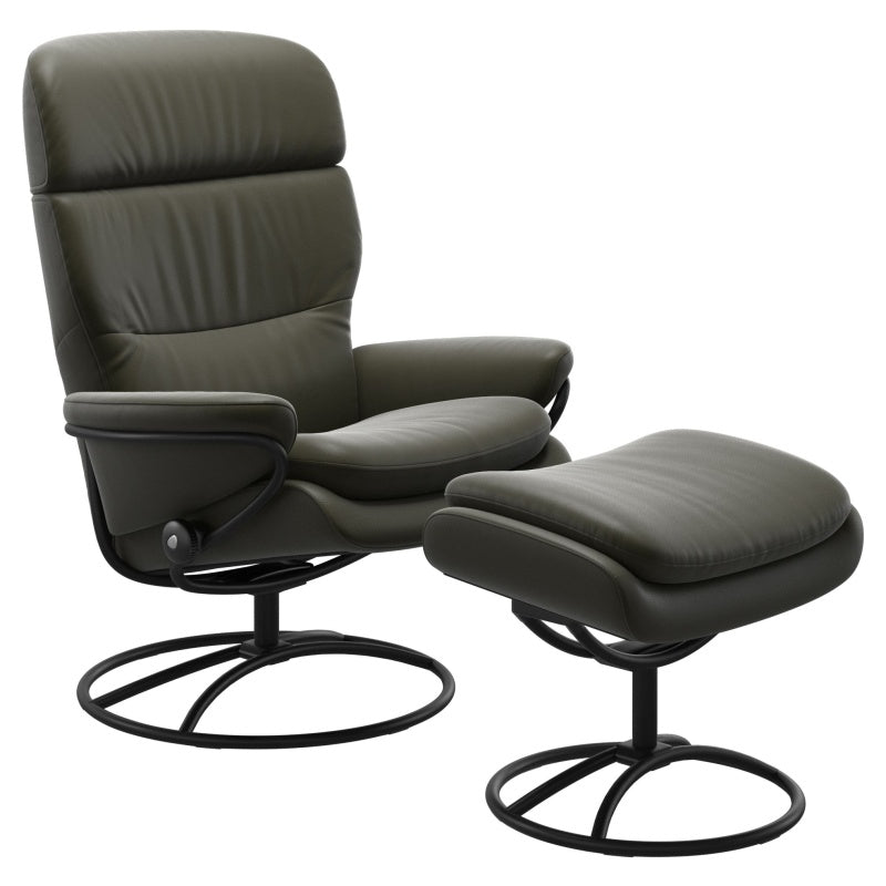 Stressless Rome With Adjustable Headrest Chair and Footstool Original Base - Standard Base - Batick Leather