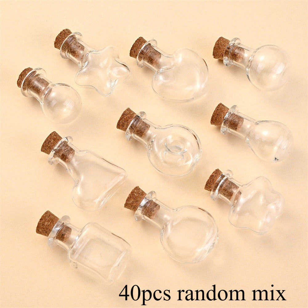TEMU 40pcs Mini Clear Glass Bottles With Cork Stoppers - Tapered Neck Tiny Jars For Diy Crafts, Wedding Favors, Christmas Ornaments, Necklace Bead