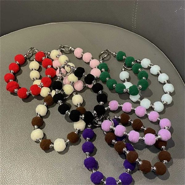 Cell Straps Charms Korea Warm Cute Coloful Plush Rope Phone Chain Lanyard Charm Strap Wrist Beaded Hanging Cord Bracelet Keychain Winter Swe