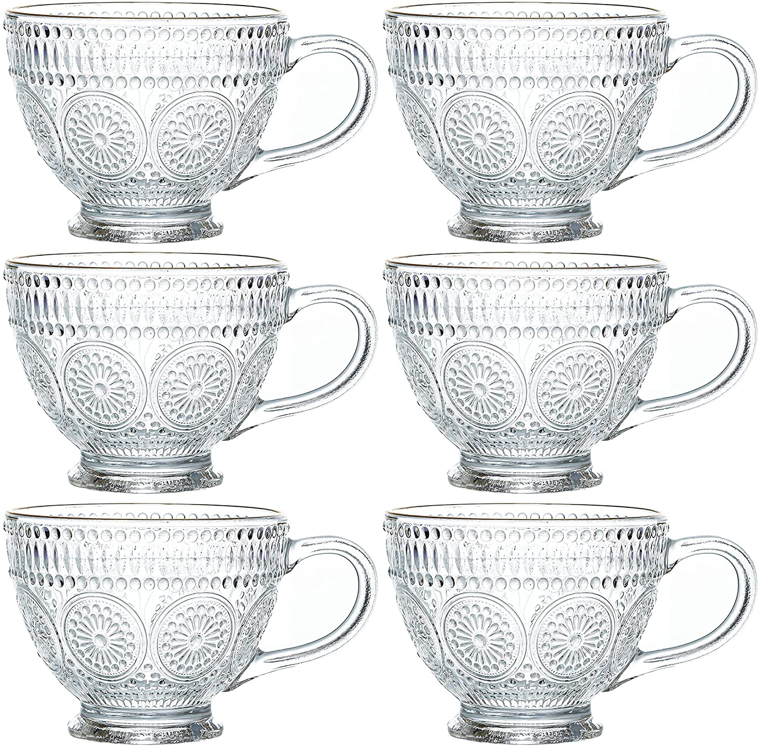 Vintage Embossed Coffee Tea Mug Glass Beer Cups Small Dessert Bowl Dessert Fruit Milk Juice Ice Cream Snacks Salad Cup