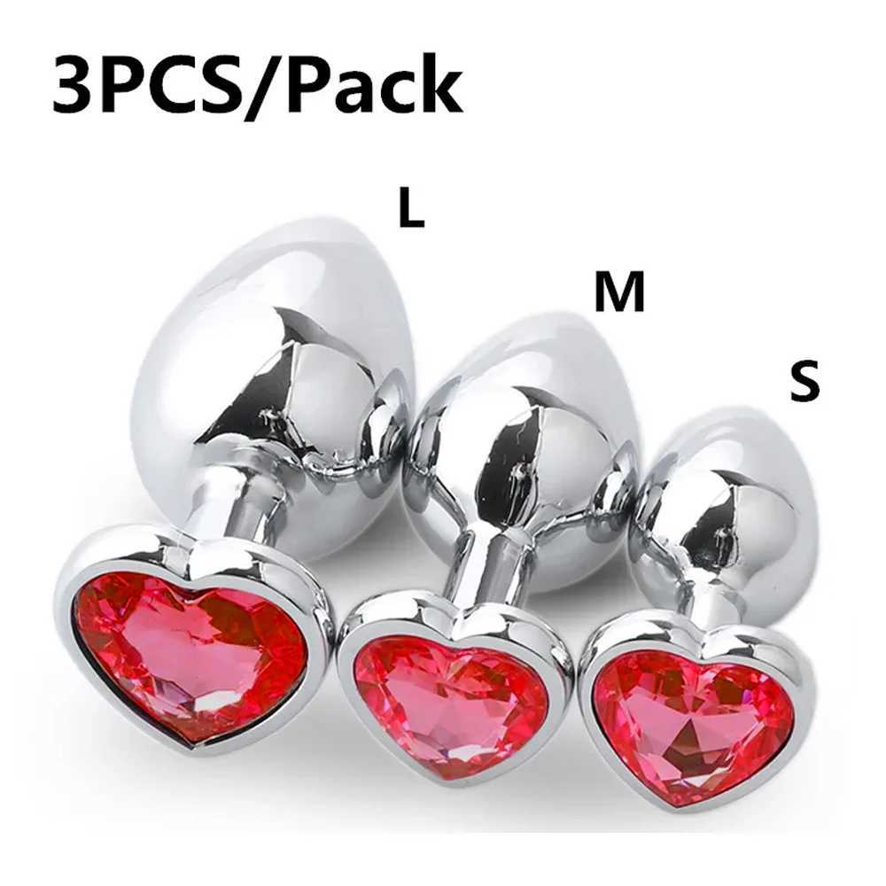 Other Health Beauty Items Anal Plug 3 Sizes Heart Metal Crystal Anal Plug for Women Removable Stainless Steel Butt Plug Men Stimulator Anal Dildo Q2